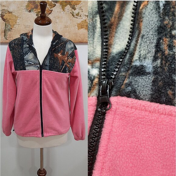 Pink & camo fleece zipper hoodie - Burly Girl brand - Picture 1 of 12